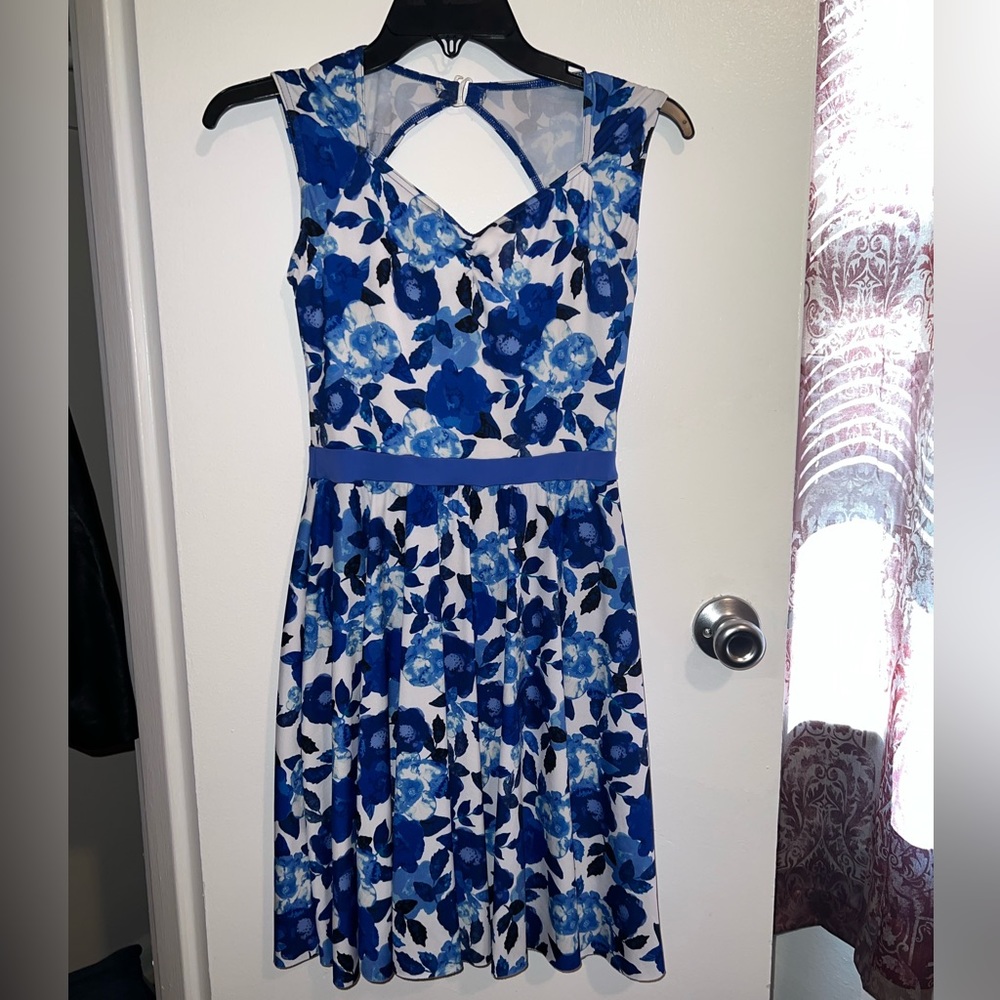 Blue and white dress